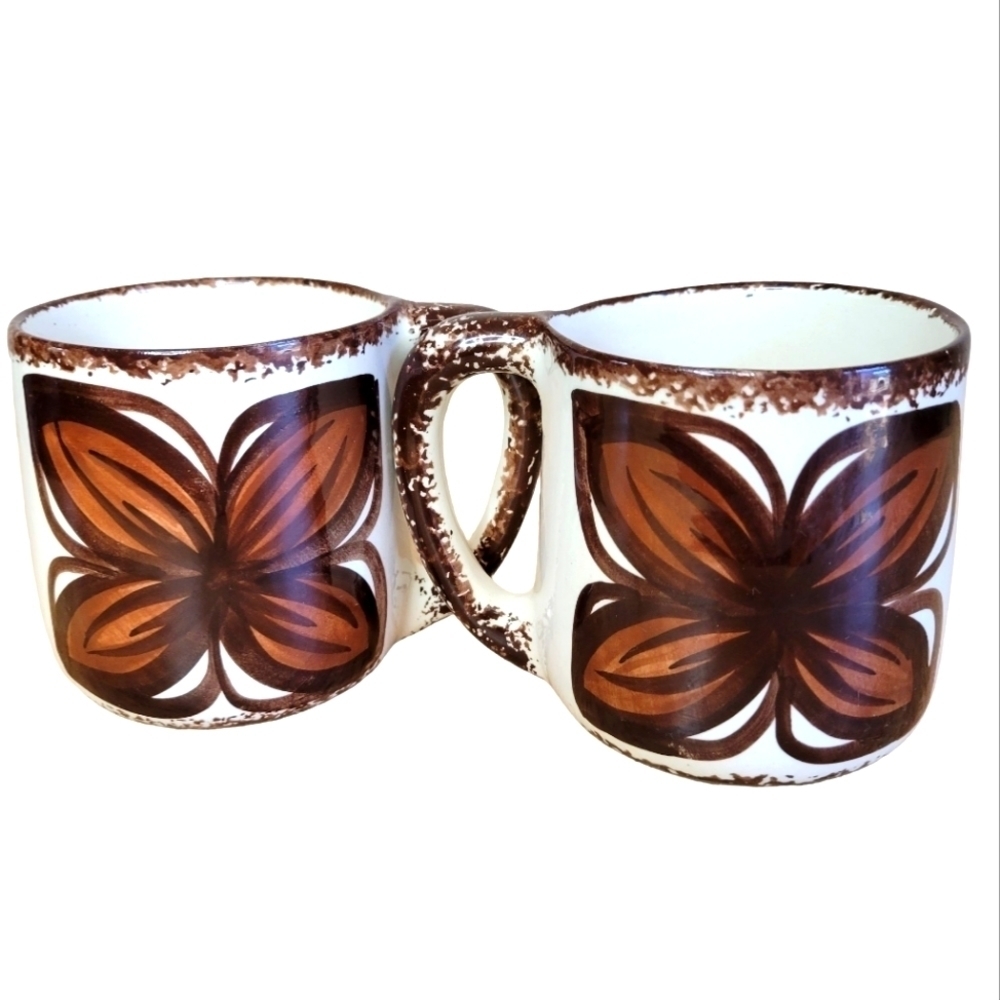 VINTAGE Hawiian Hand Painted Coffee Mug Set
